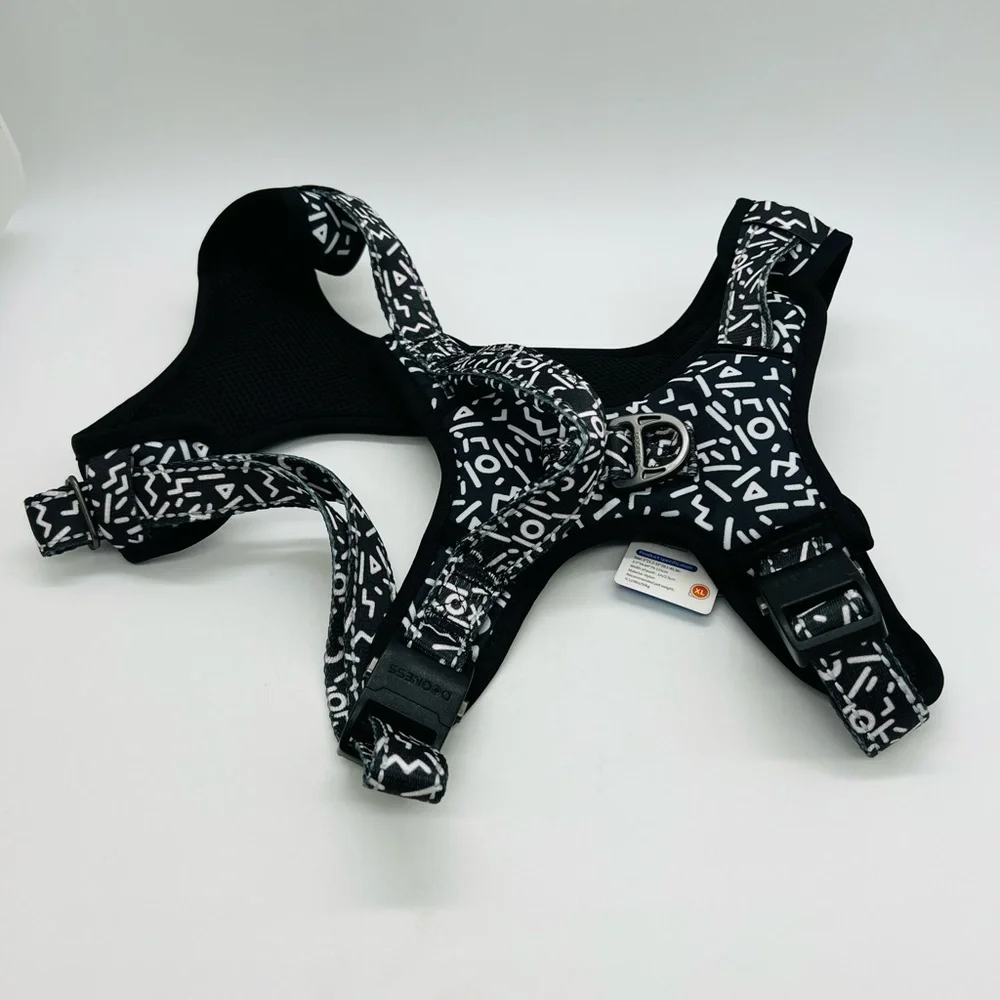 Dogness Dog Harness Elegant Series - Black & White Pattern Size XL NWT
